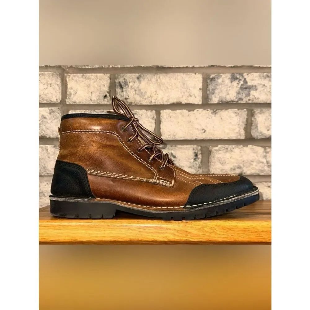Steve Madden 11 Cognac Brown Black Genuine Leather Oricl 247 Lace up Boots